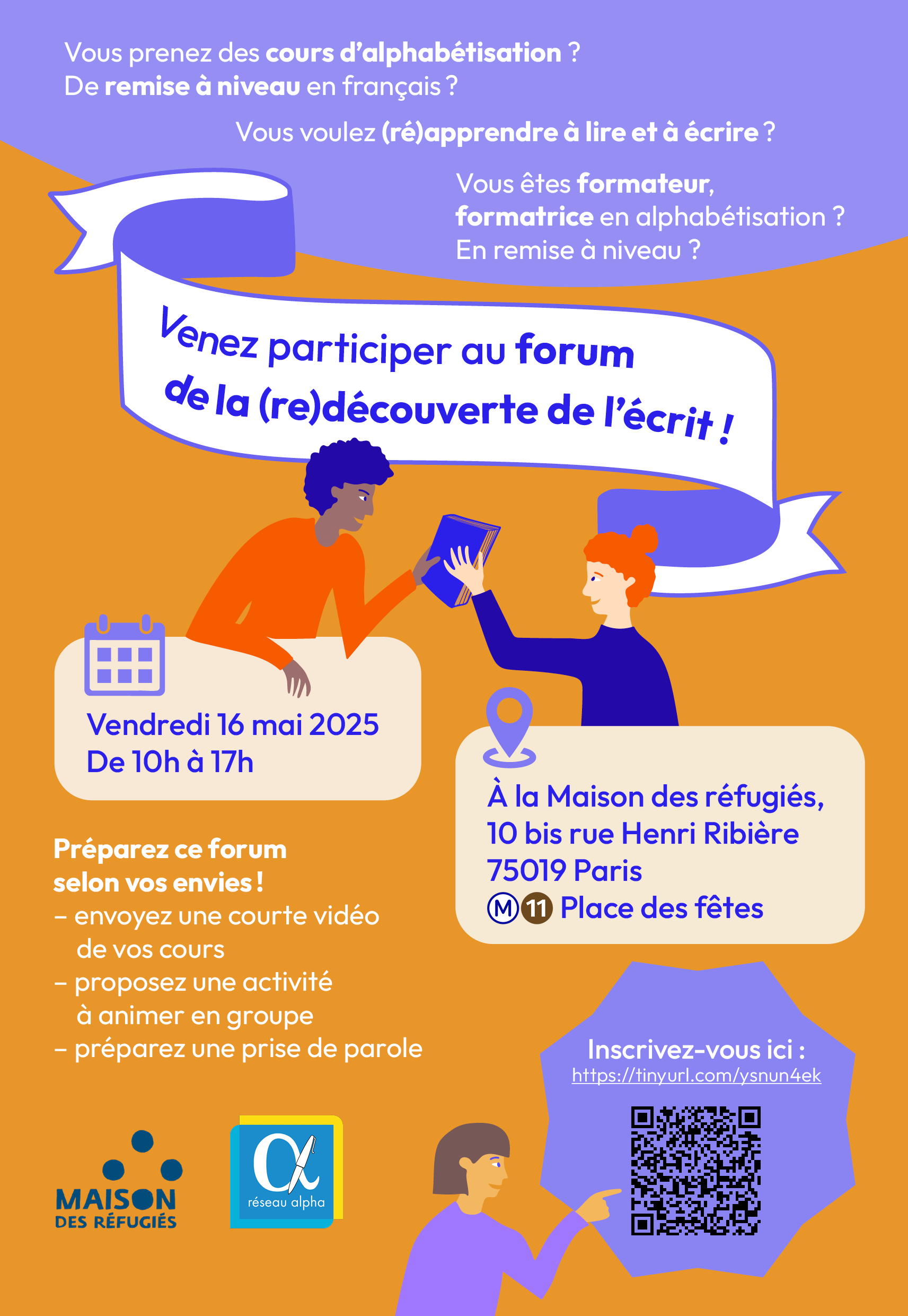 Forum de la (re)découverte de l'écrit à l'âge adulte à la Maison des Réfugiés (16/05/2025)